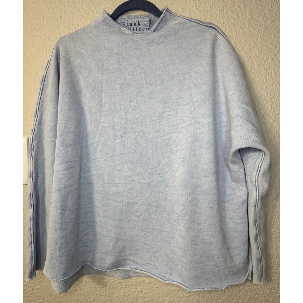 Frank & Eileen TEE LAB Blue Acid Wash Mock Neck Sweatshirt  XS